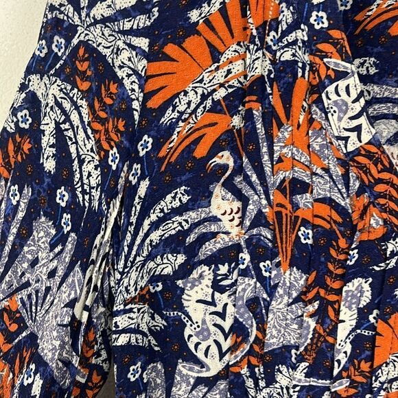 Anthropologie Maeve Cathy pleated v-neck jungle bird print blouse - Picture 5 of 7